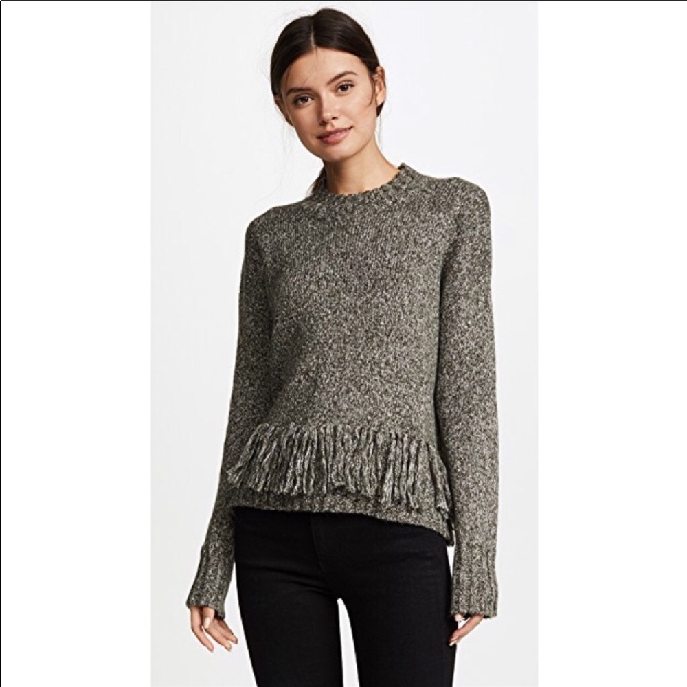 Rebecca Minkoff Gray Fringe Hem Sweater